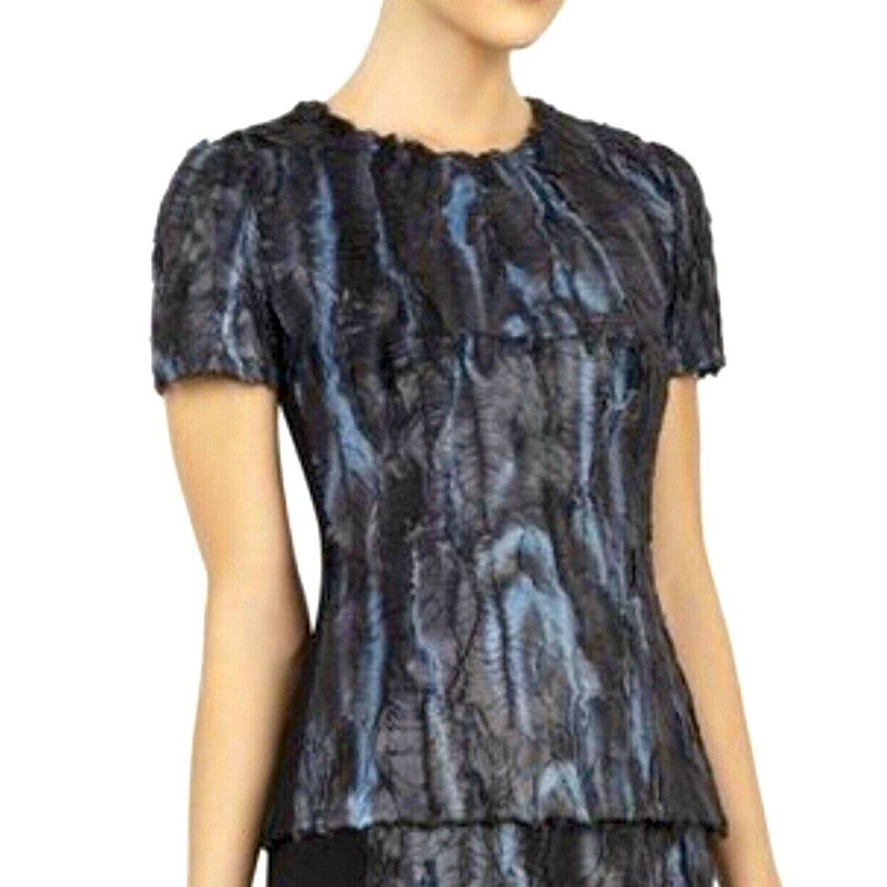BCBGMAXAZRIA TULUM Short-Sleeve Coated Faux-Fur S in pristine condition